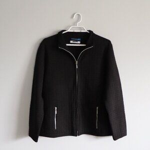 Karen Scott Sport Womens Black Sz M Full Zip Quilted Outdoor Light Sweater